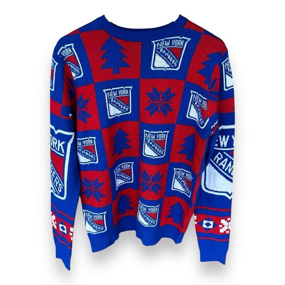 New York Rangers Ugly Christmas Sweater Nordic Red Blue Size Medium Unisex